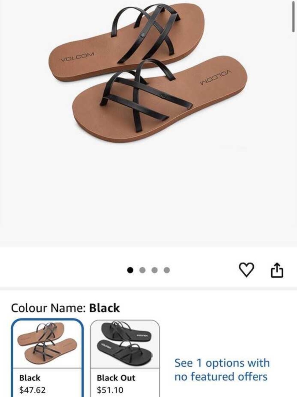 Volcom Black and Brown Crisscross Slide Sandals